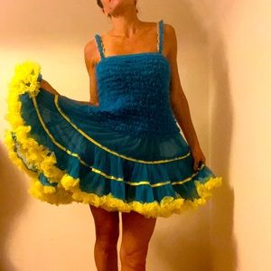 Fun Costume Dress. Turquoise & Yellow. Never been worn.